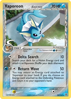 Vaporeon δ Pokémon card, number 18