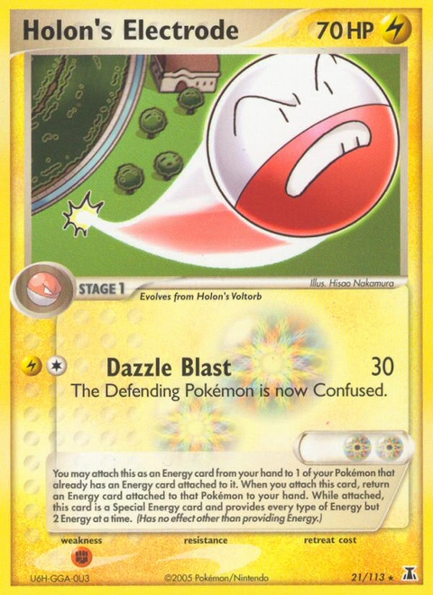 Holon's Electrode Pokémon card from Delta Species, number 21 (Standard print)