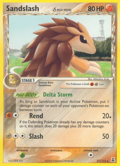 Sandslash δ Pokémon card from Delta Species, number 27 (Standard print)
