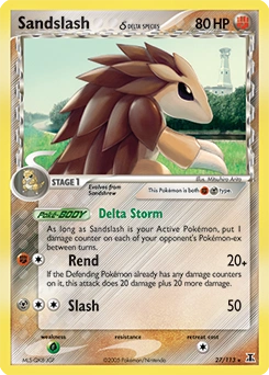 Sandslash δ Pokémon card, number 27