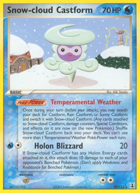 Snow-cloud Castform Pokémon card from Delta Species, number 29 (Standard print)
