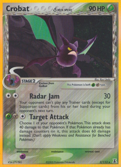 Crobat δ Pokémon card from Delta Species, number 2 (Standard (Deck Exclusive) print)