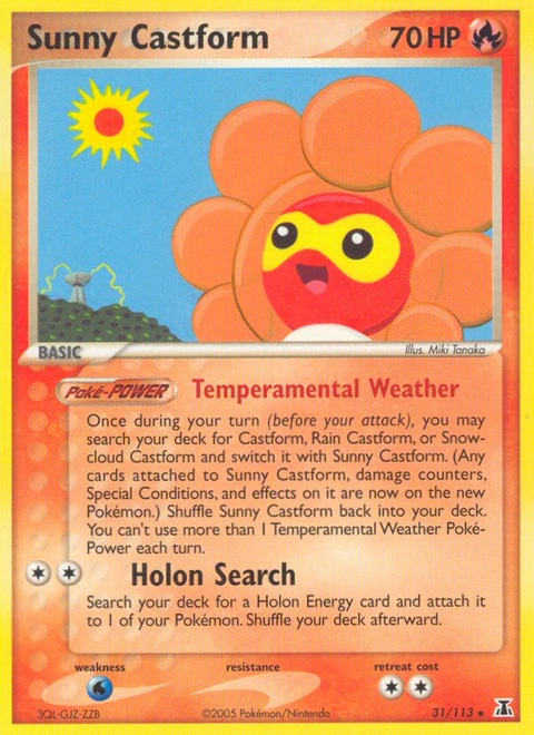 Sunny Castform Pokémon card from Delta Species, number 31 (Standard print)