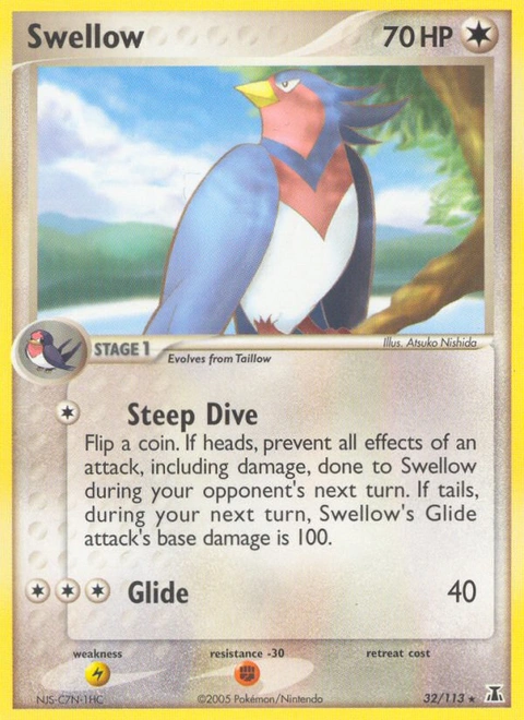 Swellow Pokémon card from Delta Species, number 32 (Standard print)