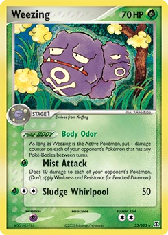Weezing Pokémon card, number 33