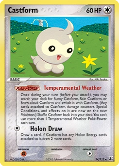 Castform Pokémon card, number 34