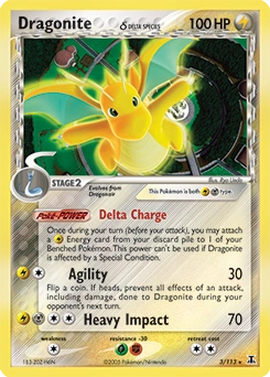 Dragonite δ Pokémon card, number 3