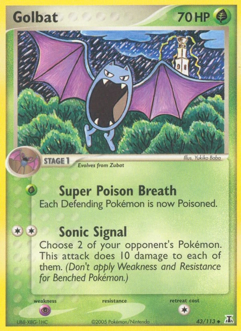 Golbat Pokémon card from Delta Species, number 43 (Standard print)