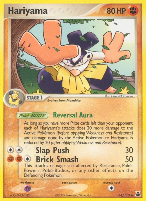 Hariyama Pokémon card from Delta Species, number 44 (Standard print)
