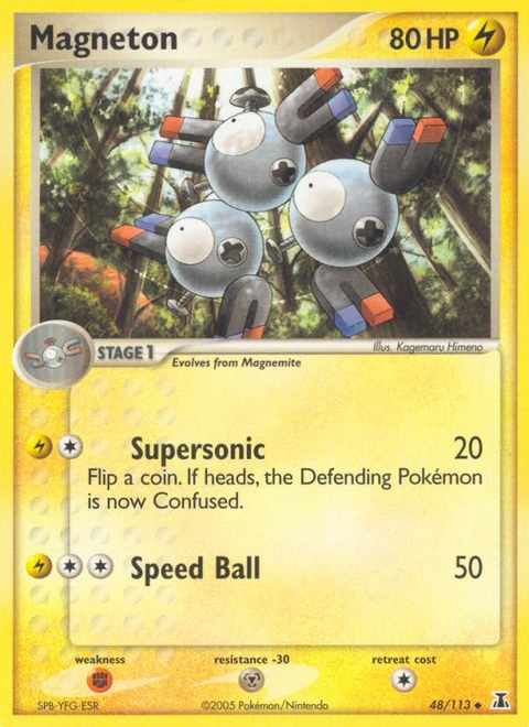 Magneton Pokémon card from Delta Species, number 48 (Standard print)