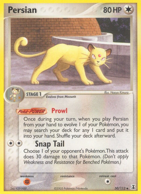 Persian Pokémon card from Delta Species, number 50 (Standard print)