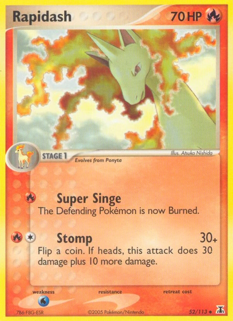 Rapidash Pokémon card from Delta Species, number 52 (Standard print)