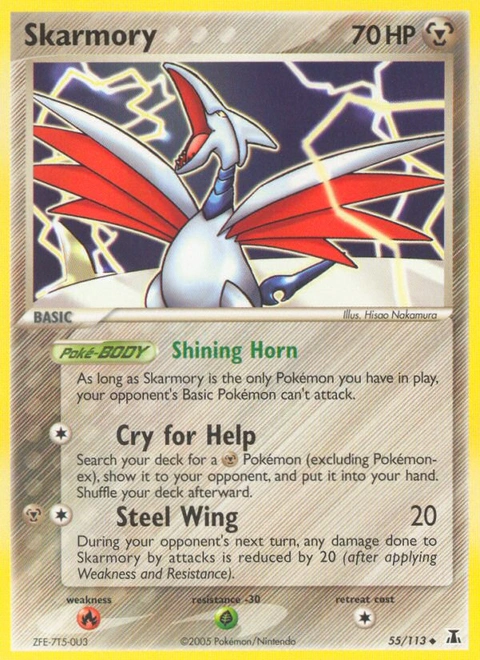 Skarmory Pokémon card from Delta Species, number 55 (Standard print)