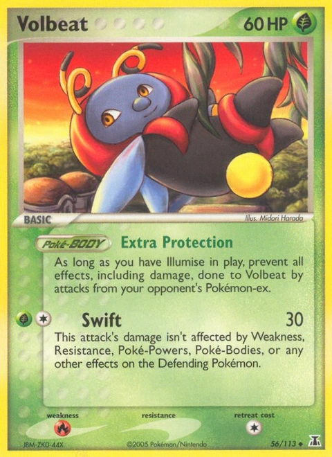 Volbeat Pokémon card from Delta Species, number 56 (Standard print)