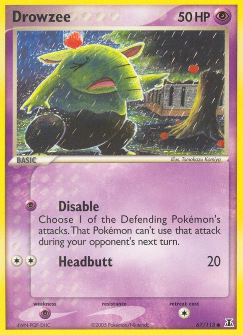 Drowzee Pokémon card from Delta Species, number 67 (Standard print)