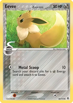 Eevee δ Pokémon card, number 68