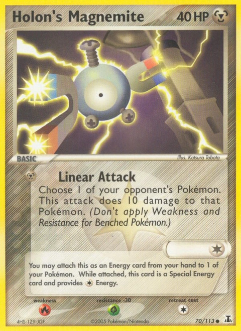 Holon's Magnemite Pokémon card from Delta Species, number 70 (Standard print)