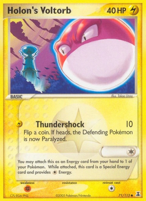Holon's Voltorb Pokémon card from Delta Species, number 71 (Standard print)