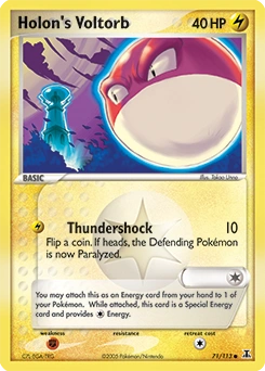 Holon's Voltorb Pokémon card, number 71