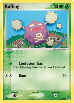 Koffing Pokémon card, number 72
