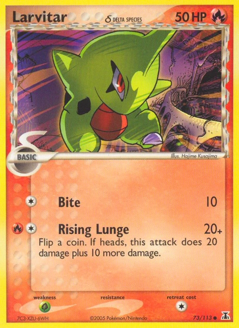 Larvitar δ Pokémon card from Delta Species, number 73 (Standard print)