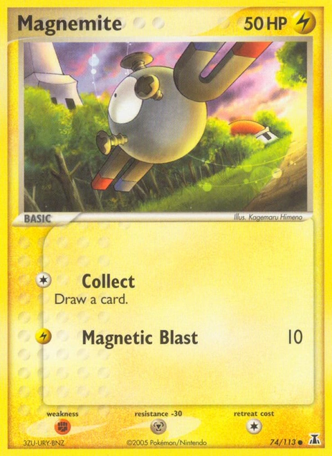 Magnemite Pokémon card from Delta Species, number 74 (Standard print)