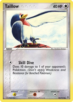 Taillow Pokémon card, number 86