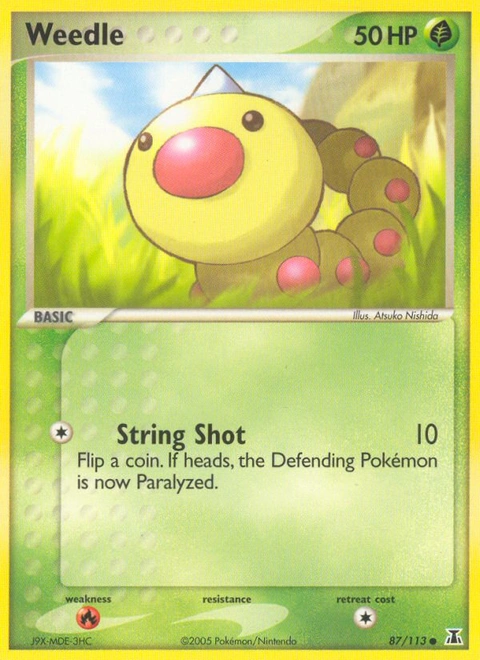 Weedle Pokémon card from Delta Species, number 87 (Standard print)
