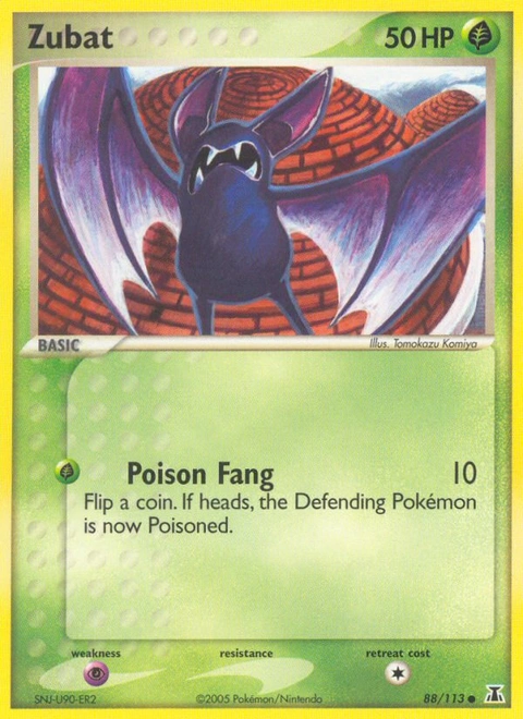 Zubat Pokémon card from Delta Species, number 88 (Standard print)