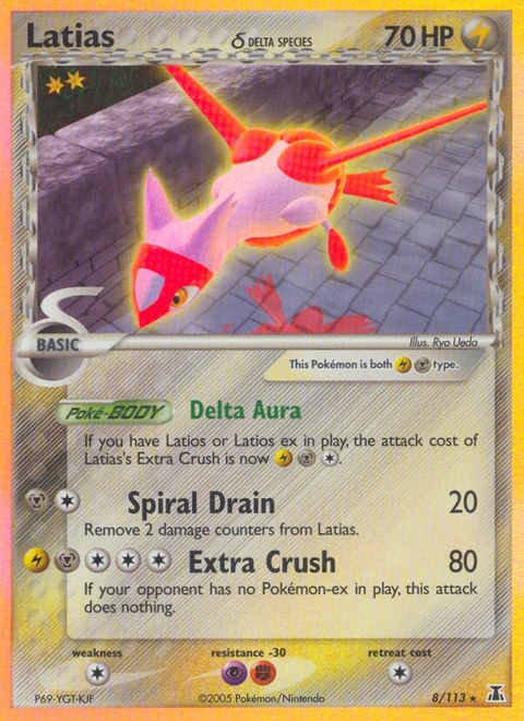 Latias δ Pokémon card from Delta Species, number 8 (Holo print)