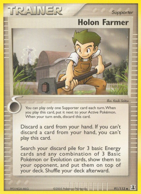 Holon Farmer Pokémon card from Delta Species, number 91 (Standard print)