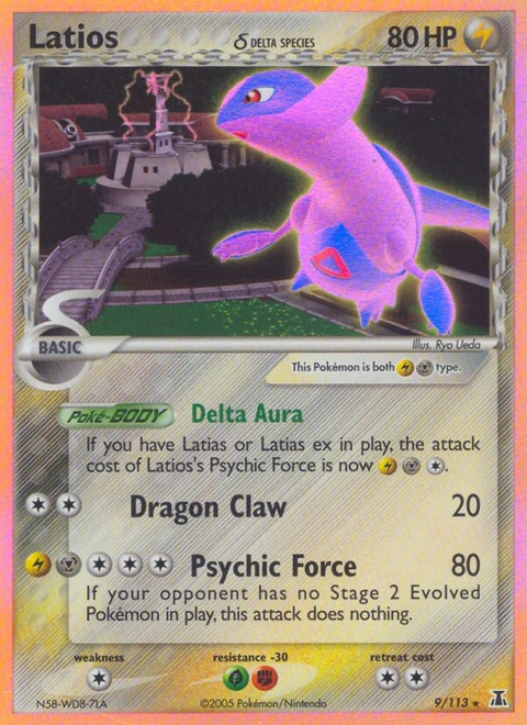 Latios δ Pokémon card from Delta Species, number 9 (Holo print)