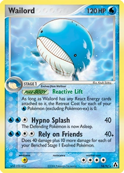 Wailord Pokémon card, number 14