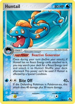Huntail Pokémon card, number 18