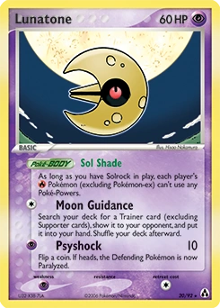 Lunatone Pokémon card, number 20