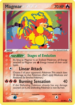Magmar Pokémon card, number 21