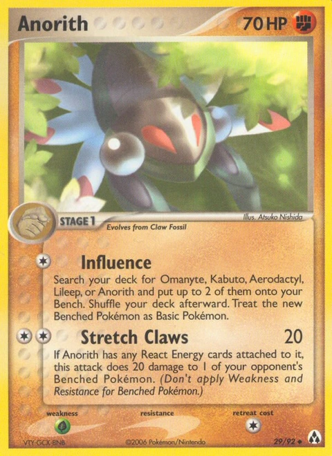 Anorith Pokémon card from Legend Maker, number 29 (Standard print)