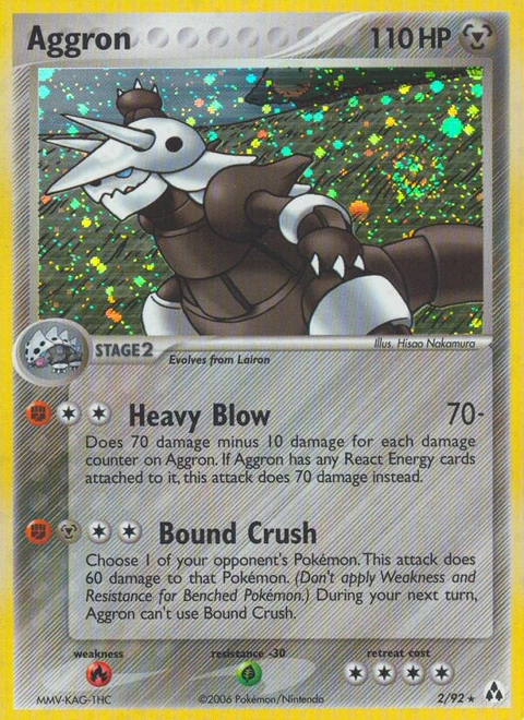 Aggron Pokémon card from Legend Maker, number 2 (Holo print)
