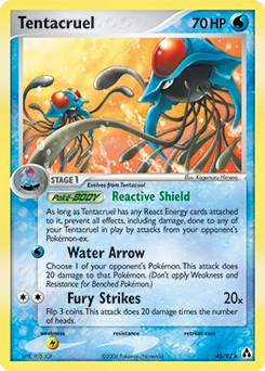 Tentacruel Pokémon card, number 45