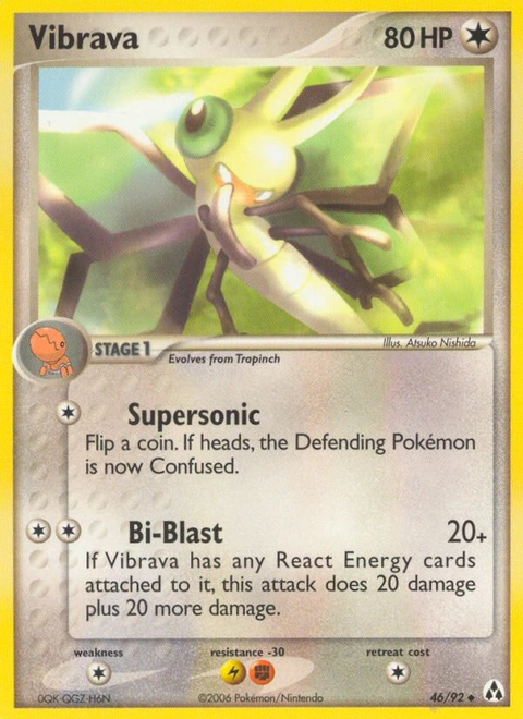 Vibrava Pokémon card from Legend Maker, number 46 (Standard print)