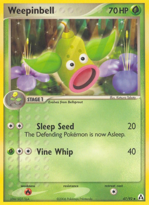 Weepinbell Pokémon card from Legend Maker, number 47 (Standard print)