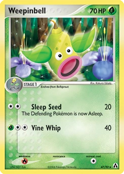 Weepinbell Pokémon card, number 47