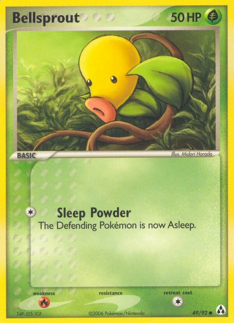 Bellsprout Pokémon card from Legend Maker, number 49 (Standard print)