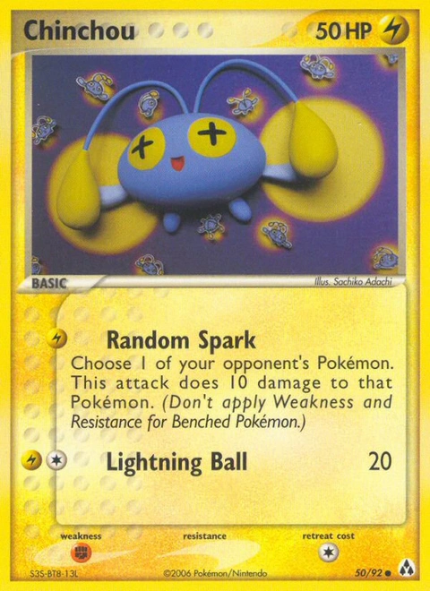 Chinchou Pokémon card from Legend Maker, number 50 (Standard print)