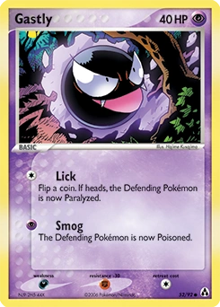 Gastly Pokémon card, number 52