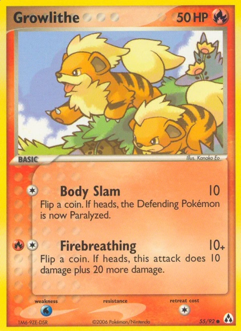 Growlithe Pokémon card from Legend Maker, number 55 (Standard print)