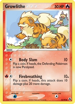 Growlithe Pokémon card, number 55