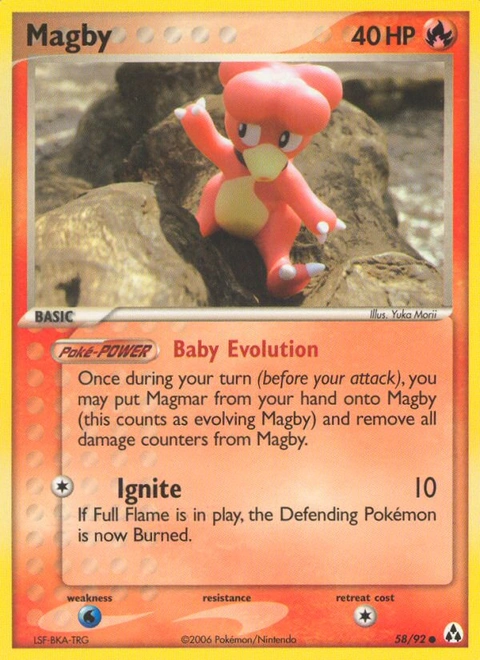Magby Pokémon card from Legend Maker, number 58 (Standard print)