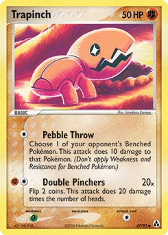 Trapinch Pokémon card, number 67