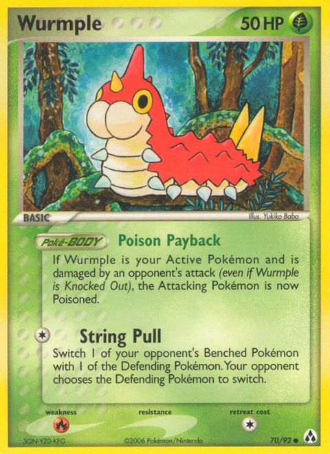 Wurmple Pokémon card from Legend Maker, number 70 (Standard print)